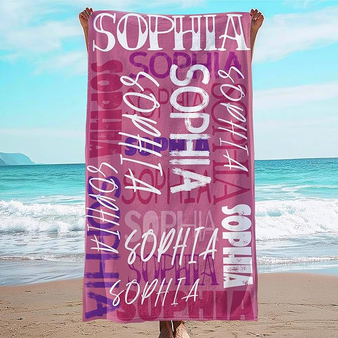 JML Personalized Beach Towel with Name, Custom Beach Towel with Name, Customized Microfiber Pool Towel, Quick Dry & Absorbent Swim Towel for Adult,Anniversary, Birthday, Summer Holiday,Vacation