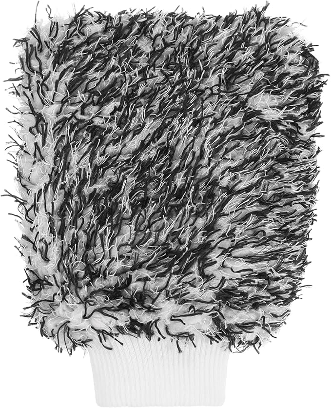 HARFINGTON Chenille Microfiber Car Wash Mitts 10.2" x 6.7" Scratch Free Wash Gloves Absorbent Double Sided Plush Cleaning Drying Mitts for Car Washing Home, Gray