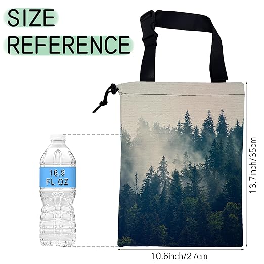 Misty Forest Car Trash Bag,Foggy Mountain Hanging Drawstring Car Garbage Bag,Waterproof Canvas Car Back Seat Organizer with Adjustable Buckle,for Vehicles,SUVs,Camping,Road Trips