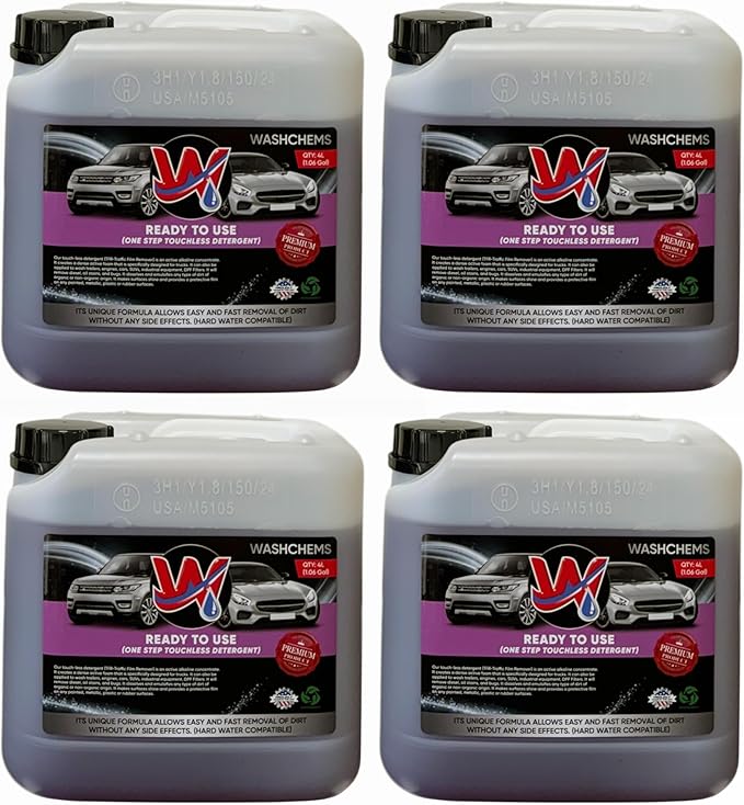 Foam Cannon Ready to Use - Touchless Car Wash Shampoo (1 Gallon, 128 oz) – No Mixing Ratio Required - Commercial Grade Auto Cleaner – Great for Cars, Trucks, Motorcycles, Mopeds, ATVs - Wash Chems (4)