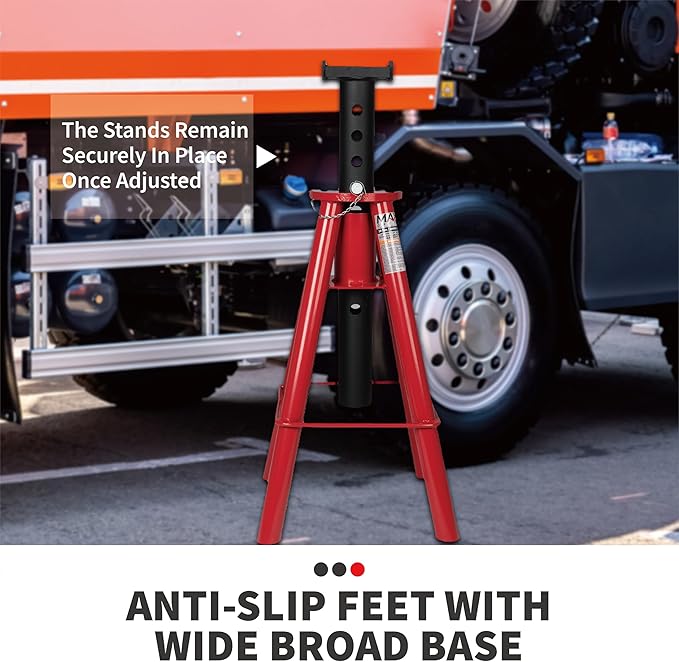 10 Ton (20,000 lbs) Capacity Heavy-Duty High Profile Pin Type Adjustable Jack Stand for Trucks & Equipment, 1 PC