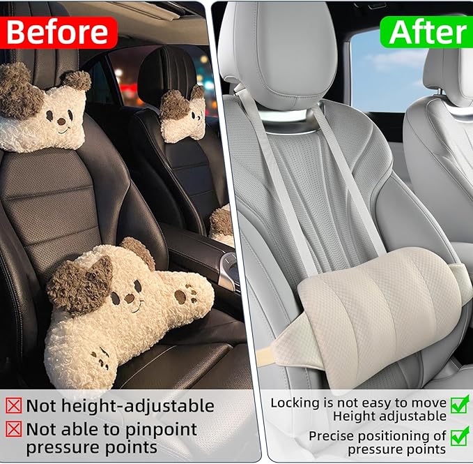 KAYI Lumbar Support Pillow for Car, Memory Foam Lumbar Pillow with Adjustable Straps, Lumbar Support Pillow for Office Chair, Back Support for Car, Sitting, Driving, Traveling (1, Beige)