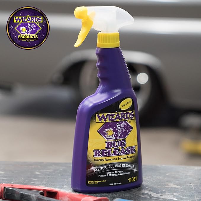 Wizards Bug Release - All Surface Bug Remover and Wash for All Vehicles - Softens and Neutralizes Acidic Bug Protein - Doubles as Spot Cleaner and Pre-Soak Car Cleaner - 22 Fl Oz