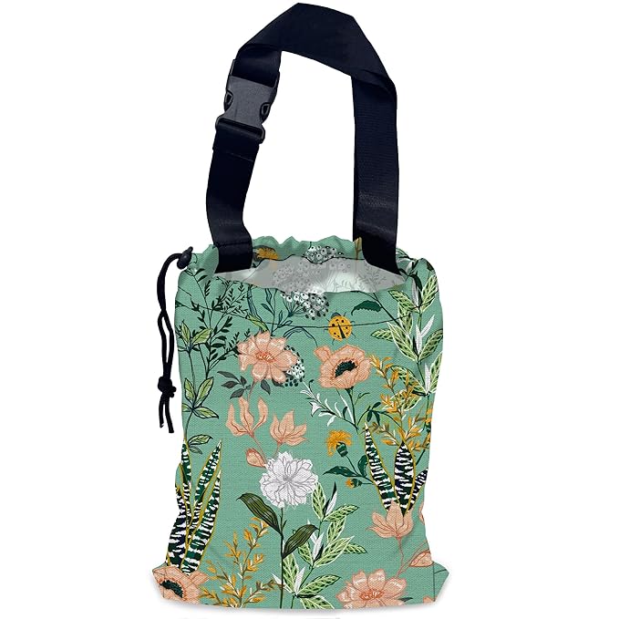 Blooming Flower Car Trash Bag,Garden Floral Hanging Drawstring Car Garbage Bag,Waterproof Canvas Car Back Seat Organizer with Adjustable Buckle,for Vehicles,SUVs,Camping,Road Trips