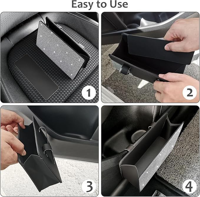 Accmor Bling Car Trash Can, Foldable Vehicle Trash Bin Dustbin Garbage Organizer Storage, Sparkling Crystal Rhinestone Trash Bags Holder Container with 30pcs Garbage Bag Car Accessories for Auto, SUV