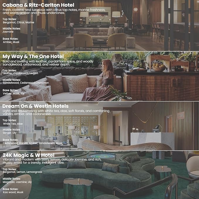 HoogaLife Car Air Freshener Diffuser 4 Pack Hanging Car Freshener for Women - 24.K Magic & W. Hotel ＆ Cabane & Rltz. CarIton Hotel ＆ Droam 0n & Westln Hotels ＆ M.y Way & The 0ne Hotel Fragrance Oil