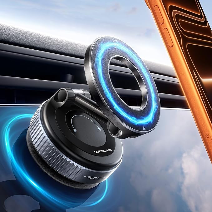 MRGLAS 2026 Upgraded Phone Holders for Your Car, Magsafe Car Mount Ultra Magnetic, 360° Adjustable Vacuum Suction Car Phone Mount, Car Truck Accessories for Men Women for iPhone 17 Pro Max Car Dash