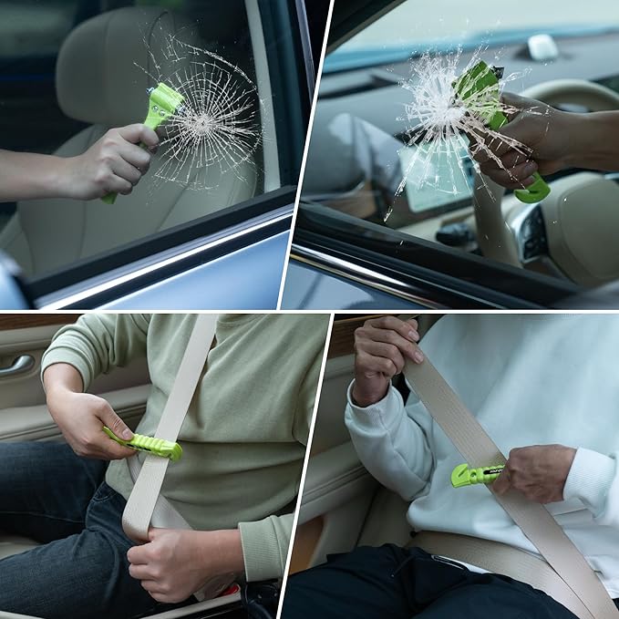 Car Safety Hammer Set of 2, Auto Car Escape Tool, Car Window Glass Hammer Breaker and Seat Belt Cutter Escape 2-in-1 Tool, for Family Rescue and Auto Traffic Accident Emergency Escape