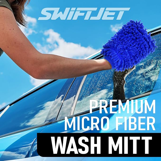 Ultra Plush Microfiber Car Wash Mitt - Scratch-Free, Lint-Free, Extra Absorbent, Machine Washable - Detailing Chenille Cleaning Mitt Perfect for Cars, Trucks, Motorcycles, and Household Surfaces