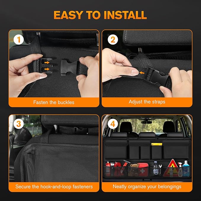 MoKo Hanging Trunk Organizer for SUV, Car Organizer with 10 Pockets Large Capacity & 3 Adjustable Straps for Easy Installation, Car Storage Universal Fit for Sedans, SUVs, MPVs, Trucks, 43.3 x 18.9in