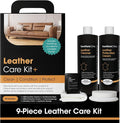 Furniture Clinic Large Leather Care Kit | Leather Cleaner + Conditioning Protection Cream for Furniture | Two 17oz Bottles + 1 Sponge & 1 Cloth | Restore Leather Couches, Car Seats, Jackets, & Boots
