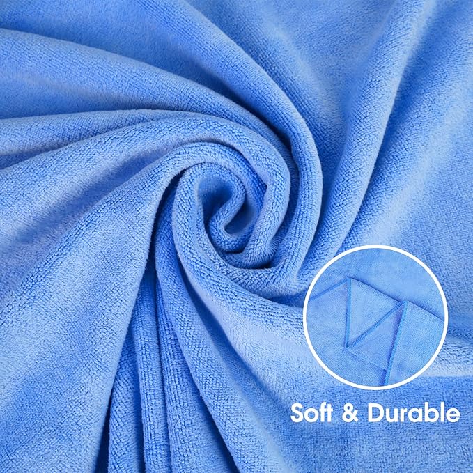 JML Bath Towels Set, Large Microfiber Bath Towel for Adult, 2 Pack 30" x 60" - Soft, Absorbent, Quick Dry, Lint Free, Perfect for Sauna, Pool, Gym, Shower, Hair Wrap, Fitness, Sport, Yoga, Blue