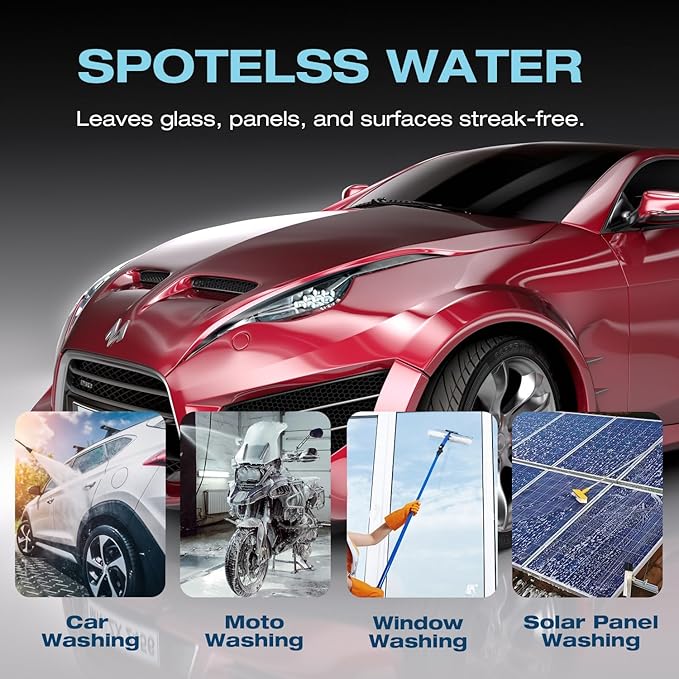 H&G lifestyles Spotless Water System for Car Wash, 20" x 4.5" Water Deionizer for Car Washing, Spot-Free Deionized Water,3/4 GHT Brass Fittings,Garden Hose Deionization Filtration System