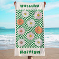 JML Personalized Beach Towel with Name, Custom Flower Beach Towel, Customized Microfiber Pool Towel, Quick Dry & Absorbent Swim Towel for Adult,Mother's Day, Birthday, Summer Holiday,Vacation