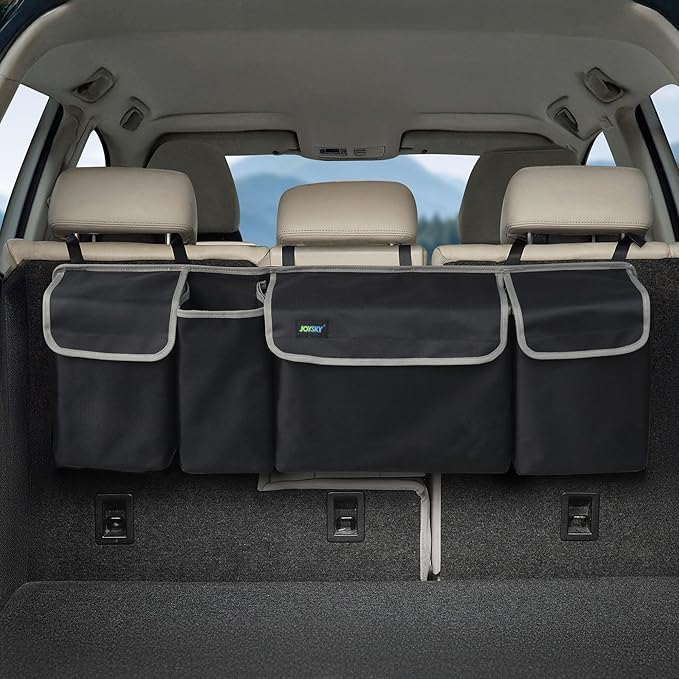 JOYSKY Car Trunk Organizer for SUV, Backseat Hanging Trunk Organizer for Jeep, Hatchback, MPV, Large Capacity Seat Back Storage Bag, Made of High Density Fabric, Space-saving Car Interior Accessory