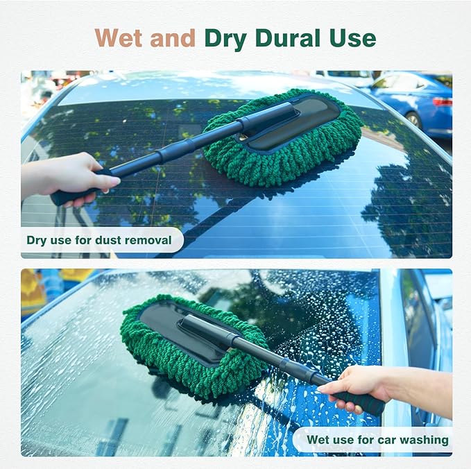 FLORICH Large Microfiber Car Duster Kit, Extendable Car Duster Exterior Scratch Free, Car Cleaning Brush Car Interior Detailing Kit, Car Cleaning Supplies for Cars RV Truck Boat