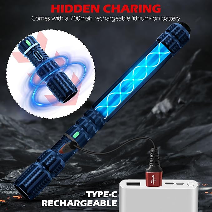 FORTO Rechargeable Pen Light Flashlight, 400 Lumens Small Pocket Flashlight with Clip, IP67 Waterproof, 2 Light Modes, 3-Color Battery Indicator, Type-C Charging, for Inspection,Emergency (Blue)