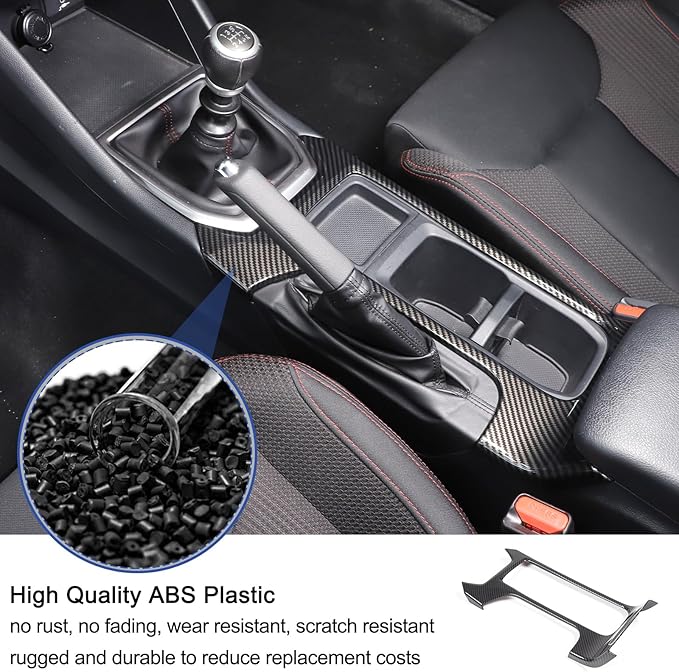 Daeiclru Car Gear Shift Panel Cup Holder Frame Cover Compatible with Subaru WRX Levorg 2022-2025, Center Console Accessories Trim (Carbon Fiber Pattern)