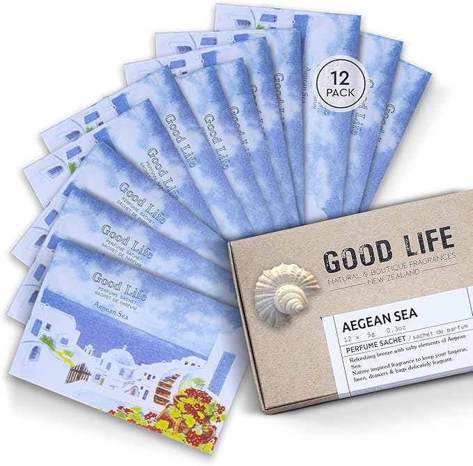 Good Life Aegean Sea Scented Sachets | Designed in New Zealand | 12 Sachets