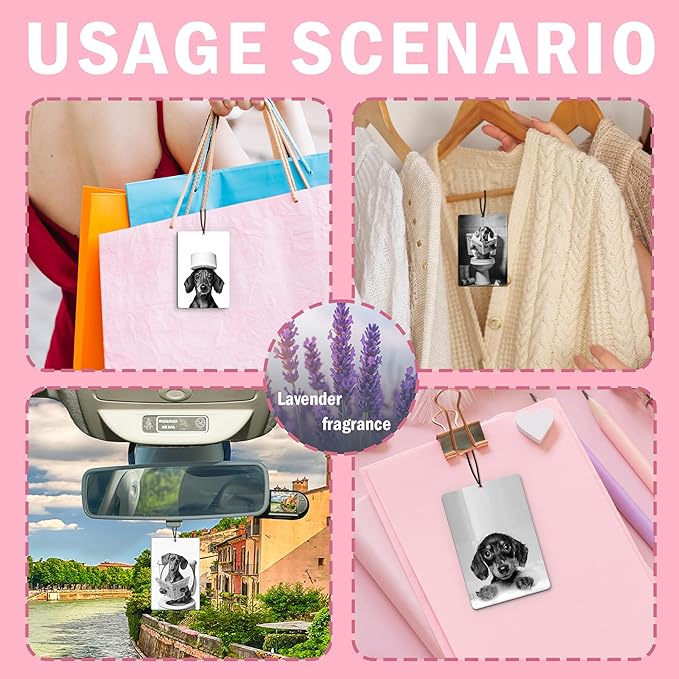 Funny Bathroom Dachshund Car Air Freshener 4Pcs, Weiner Dog Gifts for Women Men Air Freshener for Bathroom Car Interior Closet Drawer Books, Dachshund Doxie Gifts Car Mirror Decor Hanging