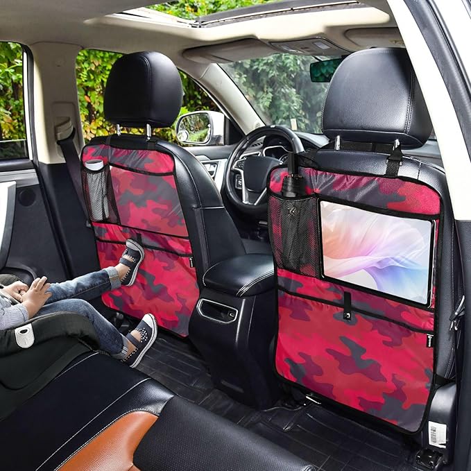 Camouflage 1 Pack Backseat Car Organizer with Storage Pockets Seat Back Organizers for Kids Kick Mats Backseat Protector Automotive