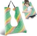 Car Pillow for Kids, Travel Pillow with Adjustable Strap, U-Shaped Pillow for Adults and Children to Support Head and Body Road Trip Essentials (Green)