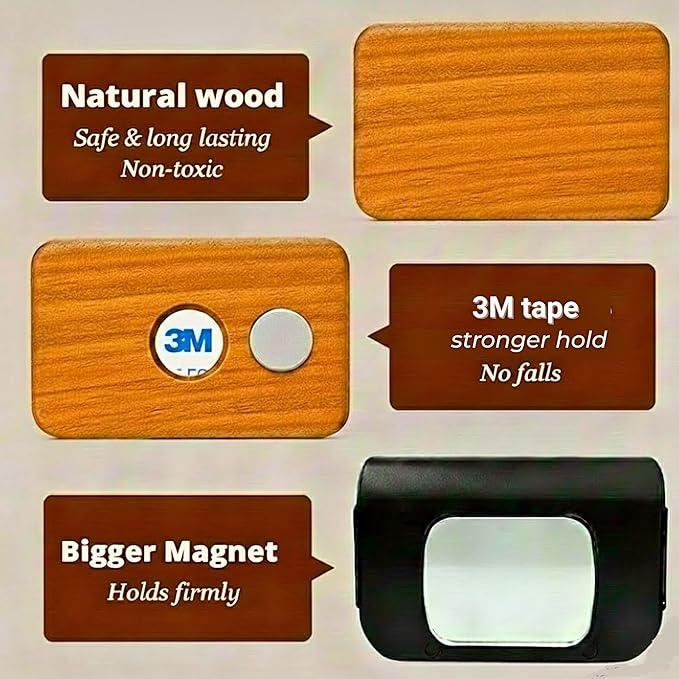 Wood Car Air Freshener - Natural Odor Eliminator & Long Lasting Scent Diffuser for Visor Clip - Car Interior Accessories for All Vehicles (Amber Starter Kit)