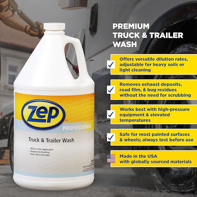 Zep Truck and Trailer Wash - 1 Gallon (Case of 4) 1041477 - Removes Exhaust Deposits, Road Film and Bugs from Painted Vehicle Surfaces