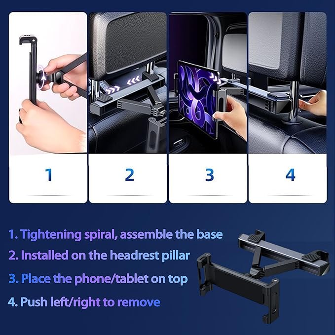 2026 Car Headrest Tablet Holder (2 Pack), Car iPad Holder for Kids, Scalable Tablet Mount for Backseat, for iPad Pro Fire HD and more, for Most Tablets/Phones, Fits Larger Tablets [Upgrade -Black]