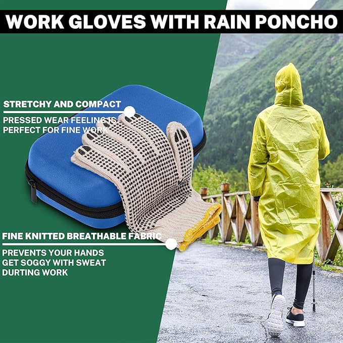 Car Roadside Emergency Kit with Battery Jumper Cables,Car Accessories for Men or Women,Automotive Safety Kit for Car,Vehicle, Truck or SUV,Gifts for Men or Him, Blue