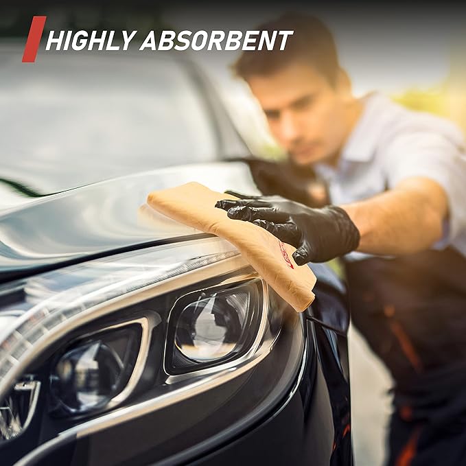 DSV Standard Premium Car Chamois Drying Towel, Drying Super Absorbent Chamois Cloth for Car Wash, Spotless & Scratch and Lint Free Shine, Shammy Towel for Car– 27.5 X 17 inches, 1 - Pack