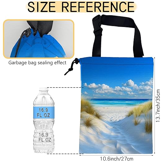Summer Beach Car Garbage Bag, Compact 5.1L Canvas Trash Can with Drawstring Closure, Perfect for Cars, SUVs, RVs, and More