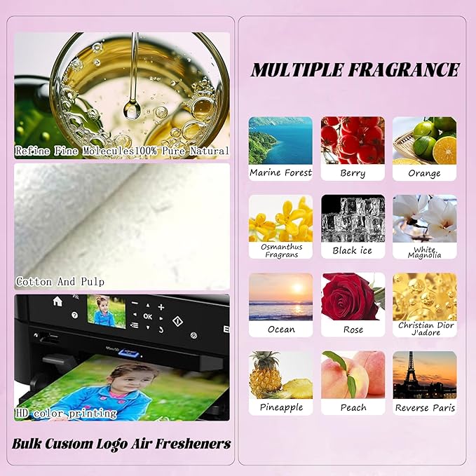 10/50/100Pcs Custom Logo Bulk Car Air Fresheners, Wholesale Custom Double-Sided Car Air Fresheners with Photo Text Logo, Suitable for Truck and Car Drivers, as Well as Business Logos (10 Rectangle)