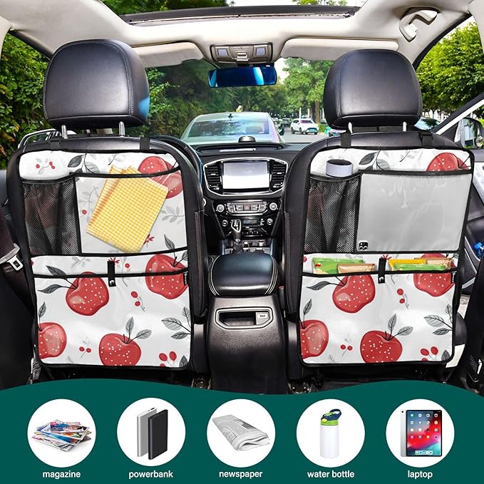 Red Apples 1 Pack Backseat Car Organizer with Storage Pockets Seat Back Organizers for Kids Kick Mats Backseat Protector Automotive