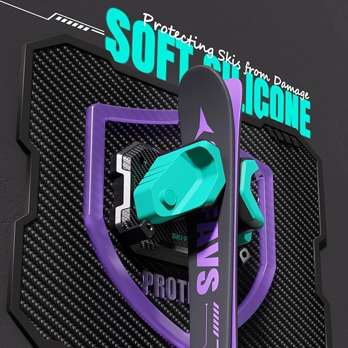 Ski & Snowboard Wall Rack for Garage Wall Fits Any Ski/board, Ski Wall Mount Holders Damage-Free Storage Rack, Garage Organization Space-Saving Winter Gear Organizer, Green, 2 Pack