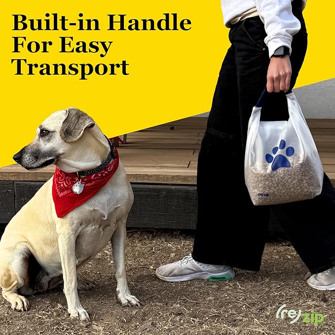 (re)zip Roll Top Pet Food Storage Bag (14-Cup) | BPA-Free, Food Grade, Pet Safe | Keeps Kibble Fresh for Camping, Dog Boarding, Weekend Getaways | Machine Washable | Magenta