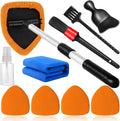 10pcs Windshield Cleaning Tool Inside Car Window Cleaner Wash Kit with 4 Reusable Microfiber Pads 1 Spray Bottle and Extendable Handle Interior Auto Glass Wiper Kit, Orange