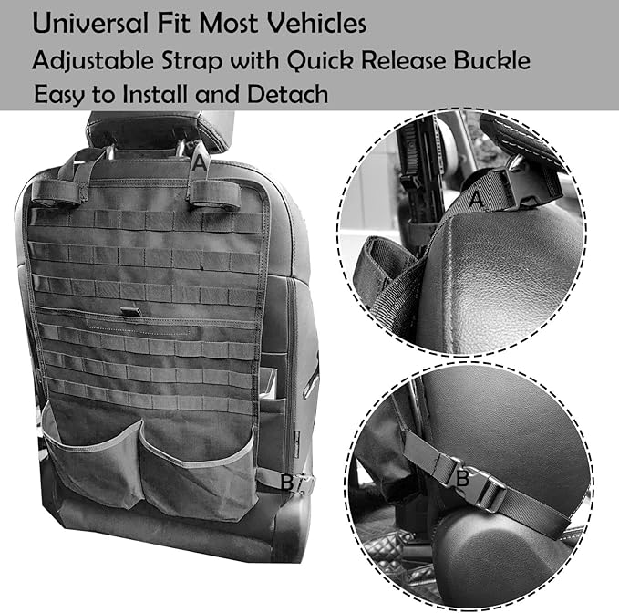 Molle Seat Back Organizer Molle Panel with Truck Gun Rack Tactical Seat Covers for Car Seat Protector Universal Fit SUV Truck Pickup F150 F250
