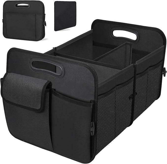 Trunk Organizer, Collapsible Waterproof Multi-Functional car Trunk Grocery Organizer Storage for SUVs & Sedans, Car Accessories for Women/Men, 3 Compartments
