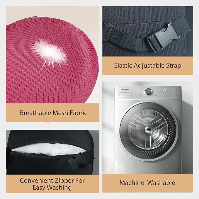 Super Great Car Headrest Pillow, Car Pillow for Neck Pain Relief with Adjustable Strap, 100% Memory Foam & Breathable Removable Cover, Ergonomic Design - Softness Travel Car Neck Pillow(Wine-Red, 1PC)