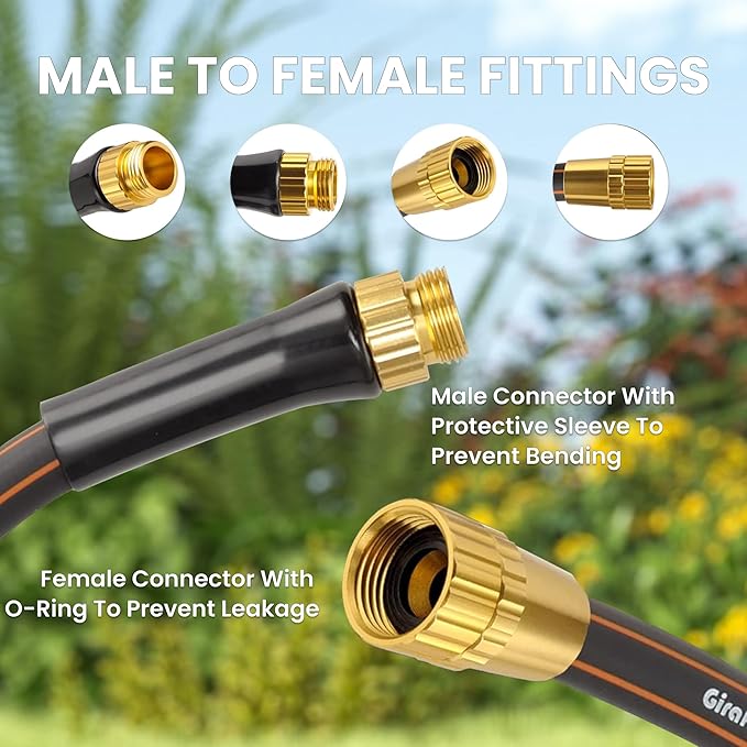 Giraffe Tools Garden Hose 6ft x 5/8", Short Water Hose Lightweight, Flexible Hose with Swivel Handle, Male to Female Fittings