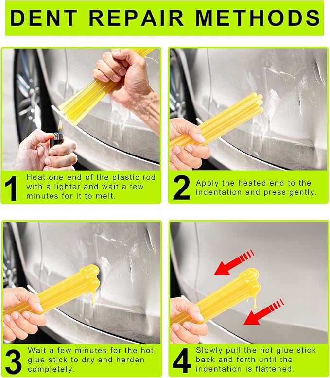 10 Pcs Paintless Dent Removal Hot Glue Sticks PDR Glue Sticks,PDR Tool for Car Dent Repair,Home Improvement,Quick Daily Repair and DIY Small Craft Projects（5pcs Black and 5pcs Yellow ）