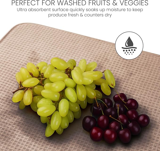 Bellemain XXL Dish Mat 24" x 17" ( LARGEST MAT ) Microfiber Dish Drying Mat , Super absorbent ( Mocha )