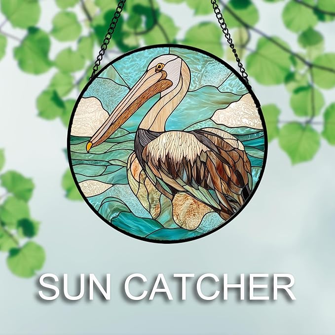 Stained Glass Window Hanging 4 Pcs Set Cyan Ocean Life Theme Large 15" - Sea Starfish Suncatcher Door Garden Sun Catcher Decor Birthday for Mom Woman Nana Men Friend