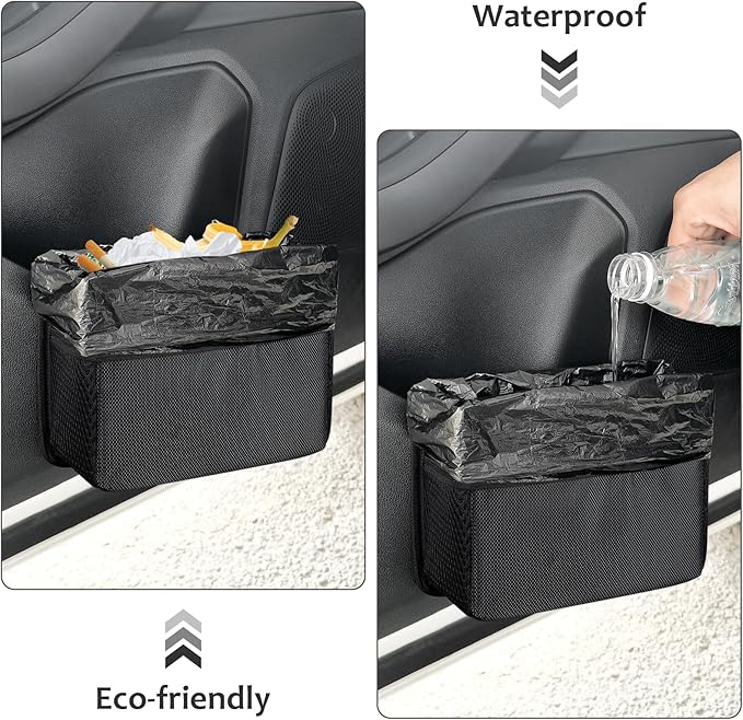 Accmor Collapsible Car Trash Can, Vehicle Garbage Organizer Holder Bin with One Roll Trash Bag, Waterproof Hanging Mini Auto Dustbin Accessories Storage Container for Vans, SUVs