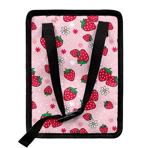 Pink Strawberry Car Trash Can with Lid Garage Bag Automotive Garbage Bin Reusable Auto Accessories Interior Car Organizer with Adjustable Straps