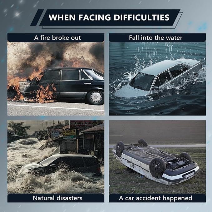 Safe Hammer Glass Breaker Underwater, Car Hammer Window Breaker Seatbelt Cutter Emergency Kit Escape Tool, Car Accessories Safehammer Glass Breaker for Men (2Pack: Black)