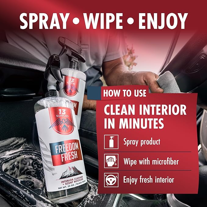 Premium Car Interior Cleaner Spray – Auto Cleaner for Headliner, Mat, Interior Vehicle Cleaning, Car Dashboard Cleaner Stain Remover, Restores Shine, Great Gift for Guys - Freedom Fresh Mahogany Trail
