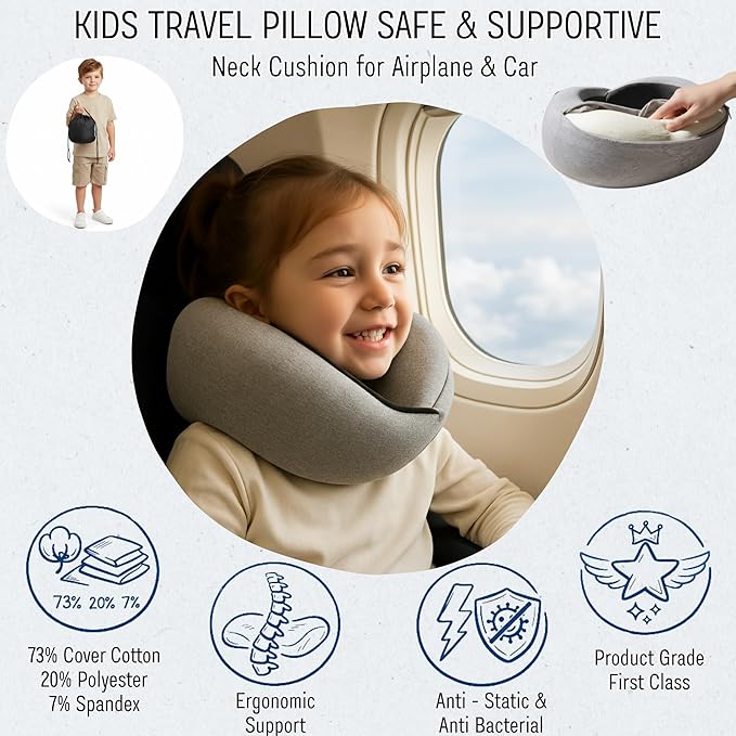 Travel Pillow for Airplane,Ergonomic Neck Support Memory Foam Scarf Pillows, Design Like a Cinnamon Roll, Soft & Comfy for Travel, Car, Train & Office, Adults & Kids, Includes 3D Eye Mask & Pill Case