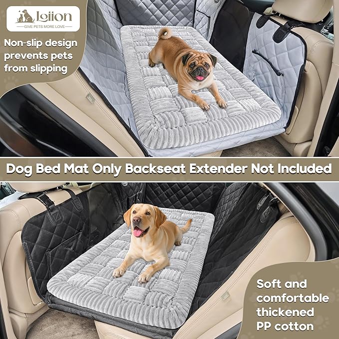 Dog Car Bed Mat, Non-Slip Backseat Extender Pet Blanket, Plaid Dog Bed for Trucks, Sedans & Large SUVs, Chew-Resistant Travel Pad for Dogs, Easy Clean & Scratch-Proof & Comfort（56"x28.7" Light Gray